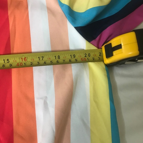 Women’s Multicolor Vertical Striped Button-Up Blouse Tie Front - Picture 9 of 12